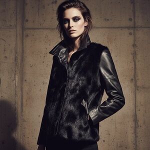 Derek Lam 10 Crosby Rabbit Fur & Lambskin Leather Jacket 🖤